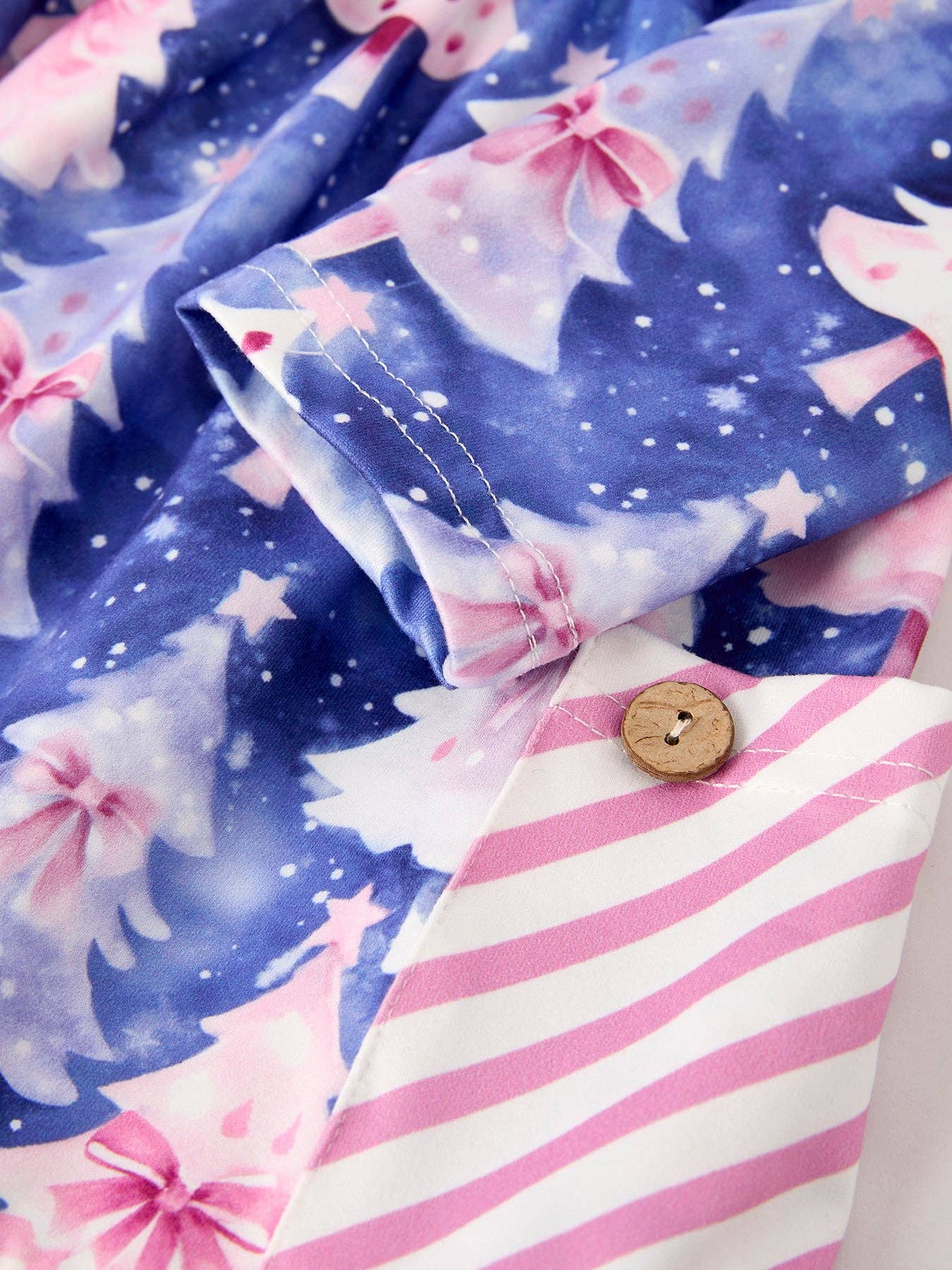 Winter Purple Christmas Tree Long Sleeve Ruffle Pocket Girls Dress: 3