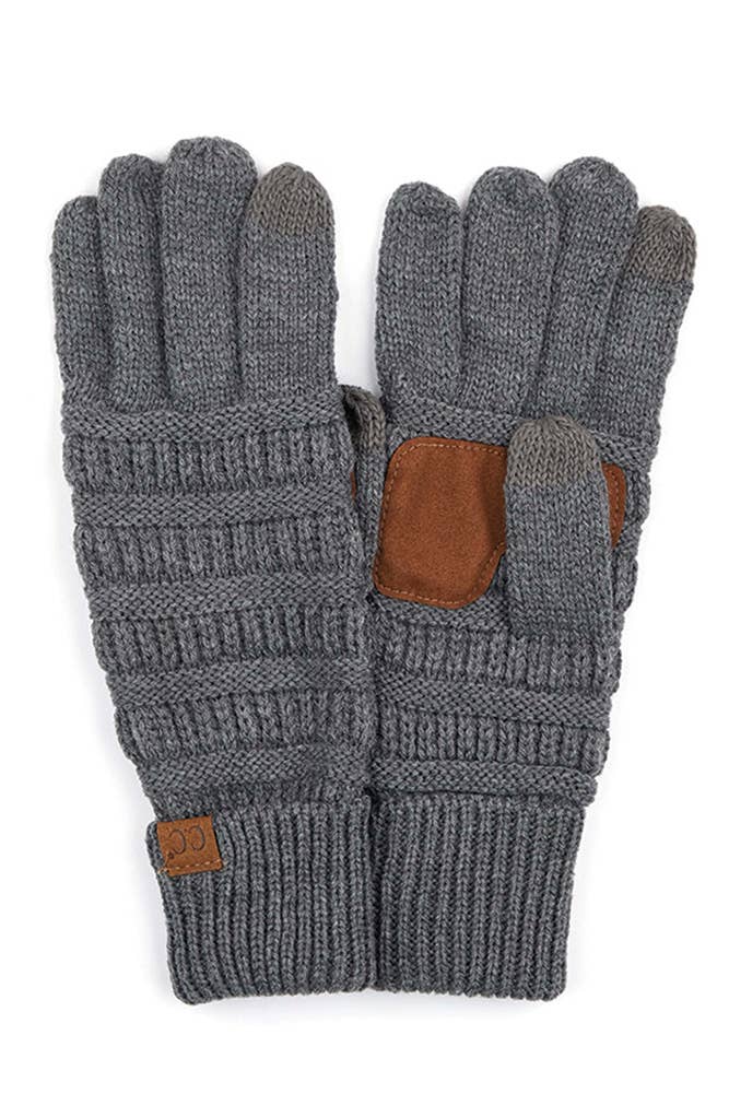 C.C Knitted Touch Screen Compatible Gloves: Brown