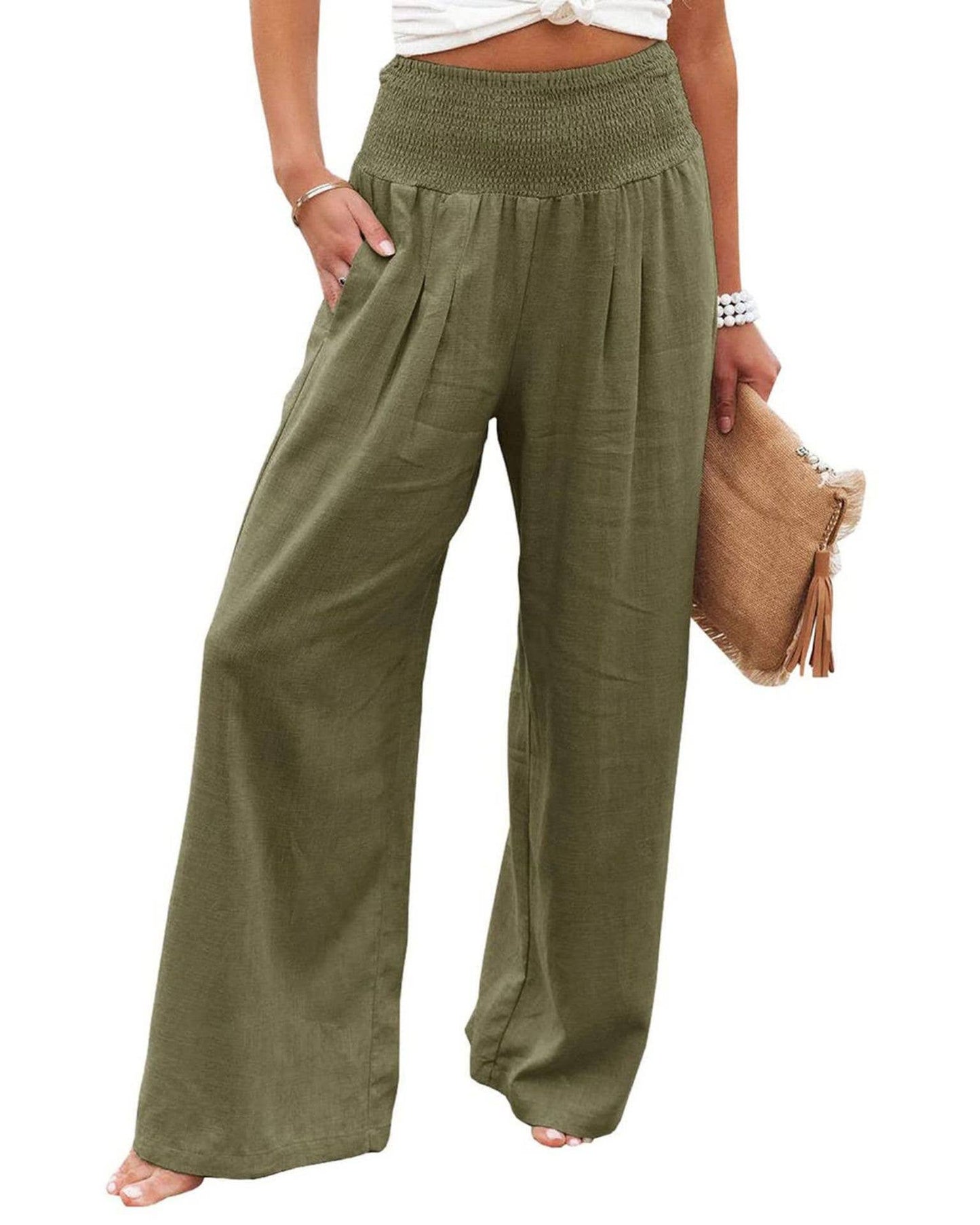 STYLE COTTON SLACKS MADE OF OLD MID-RISE SLACKS: BEIGE / (L) 1