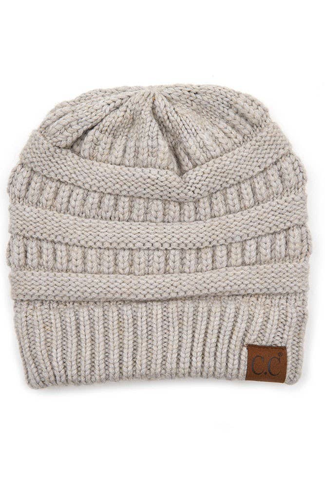 C.C Mixed Soft Yarn Knit Beanie: Pastel Blue