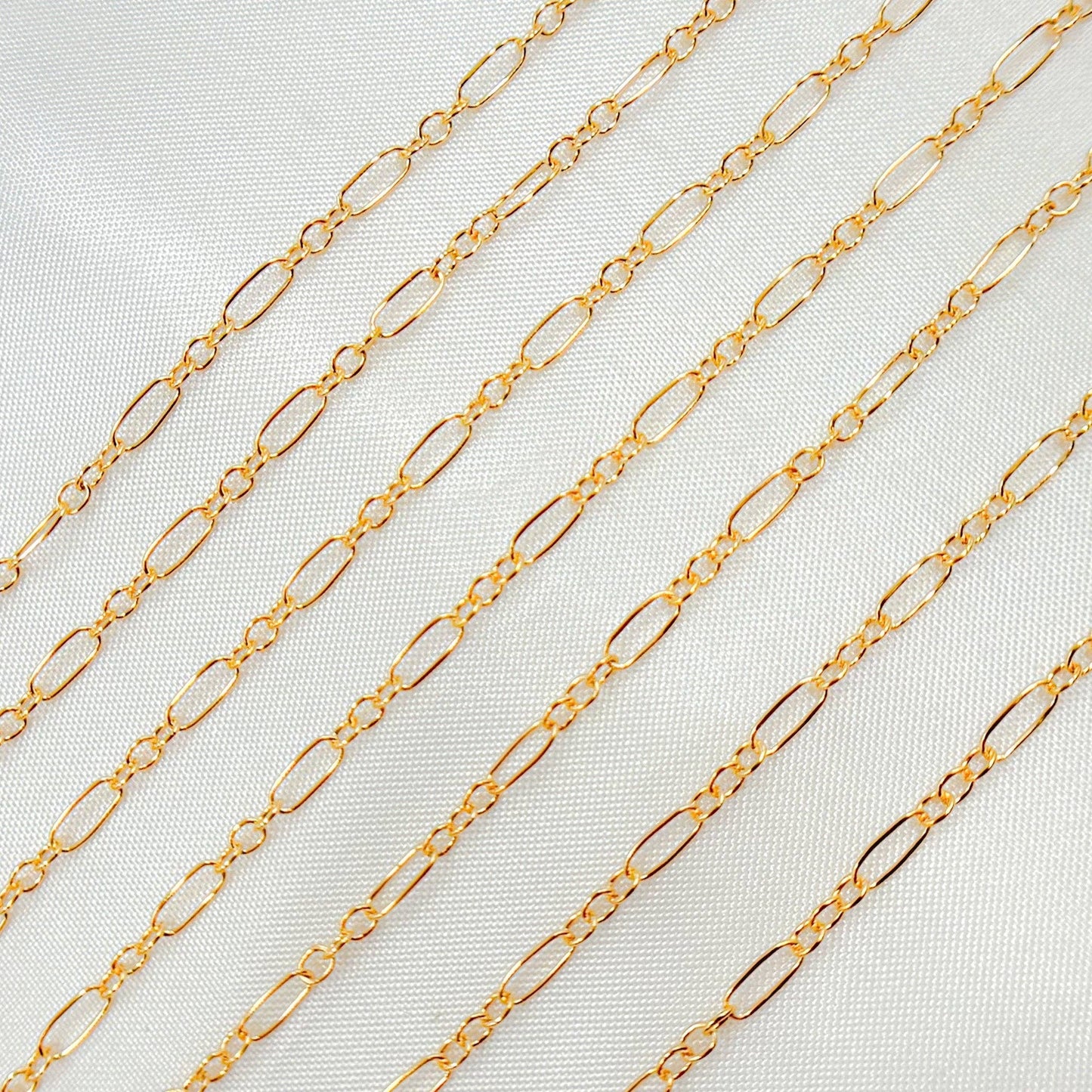 173GF. 14K Gold Filled Long & Short Link Chain: 1 Ft. / 2.1mm-3mm / Long & Short
