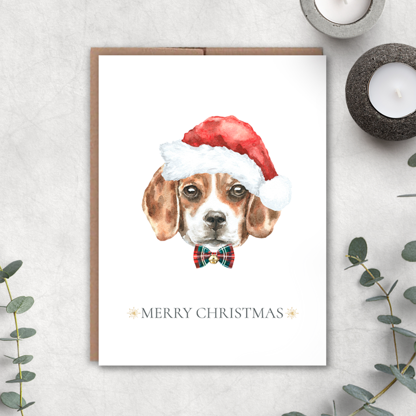 Beagle Merry Christmas Card