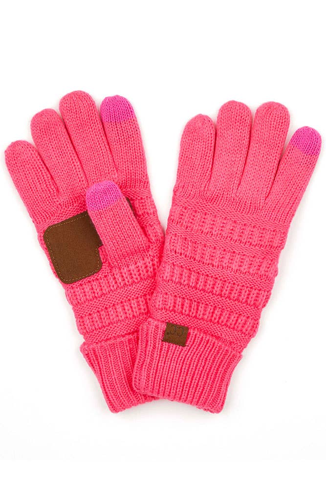 C.C Knitted Glove with Fleece Lining: New Olive