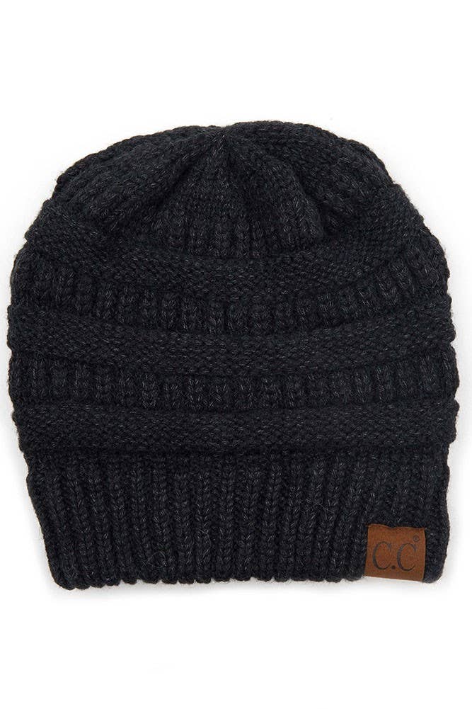 C.C Mixed Soft Yarn Knit Beanie: Pastel Blue