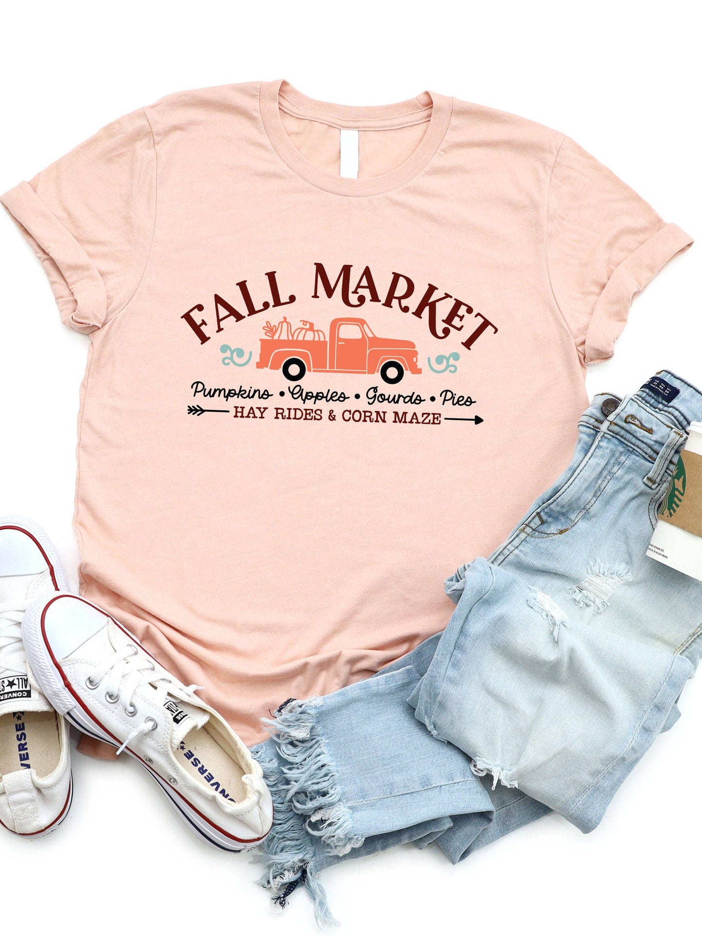 Fall Market Pumpkin Truck Graphic Tee: Slate / Small