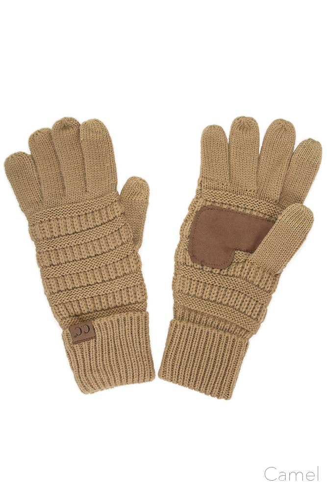 C.C Knitted Touch Screen Compatible Gloves: Beige