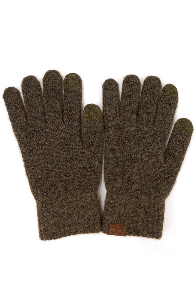 C.C Heather Knit Plain Gloves: Charcoal