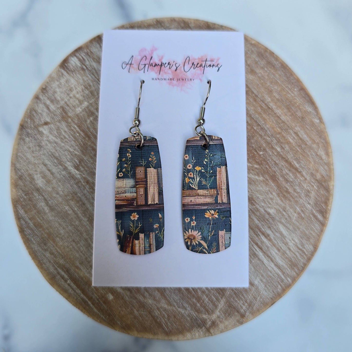 Books & Plants Mini Bar Leather Earrings