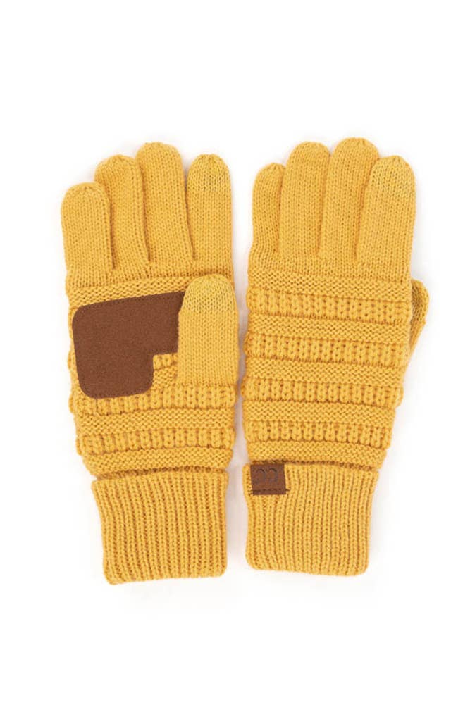 C.C Knitted Touch Screen Compatible Gloves: Beige