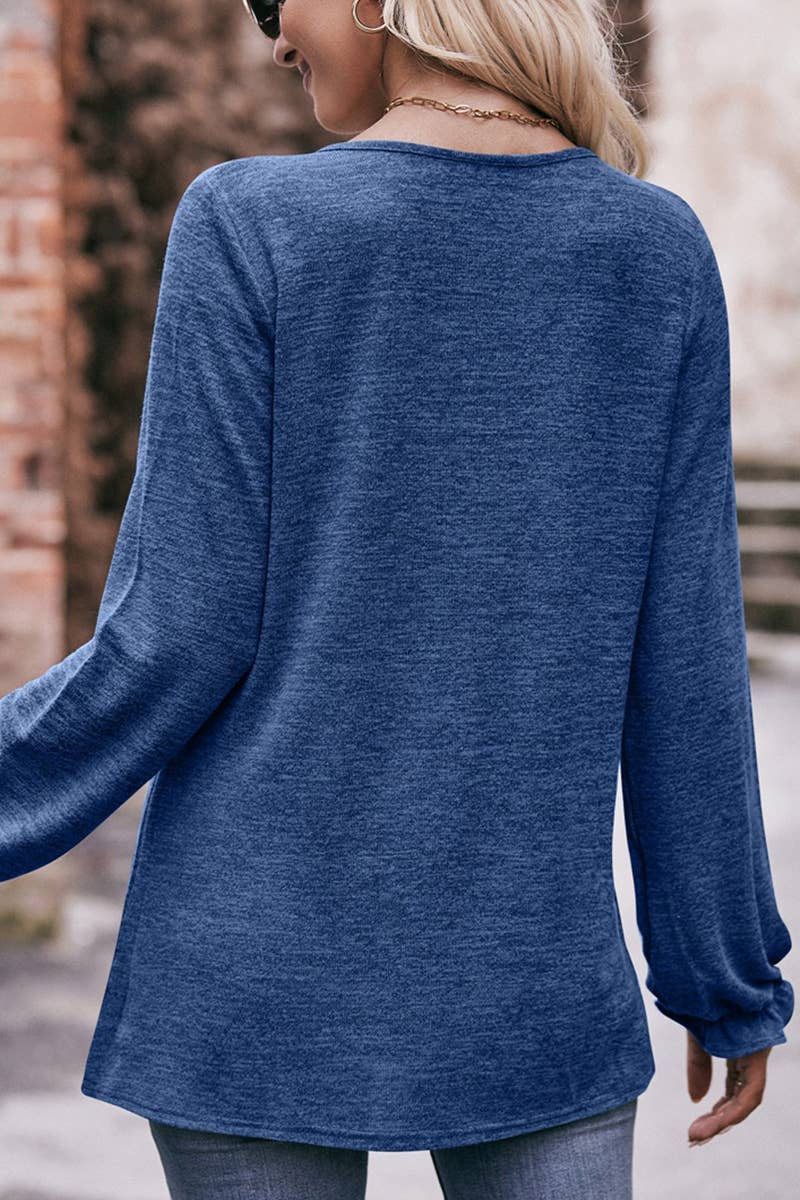 WOMEN OVERSIZED LOOSE FIT SHIRRED PULLOVER TOP_CWTTL0940: LIGHTPURPLE / (S) 1