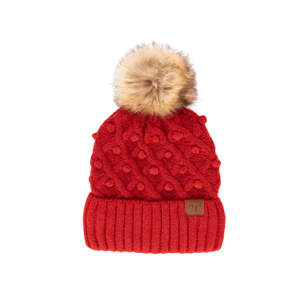 C.C Bobble Beanie Hat: Rose