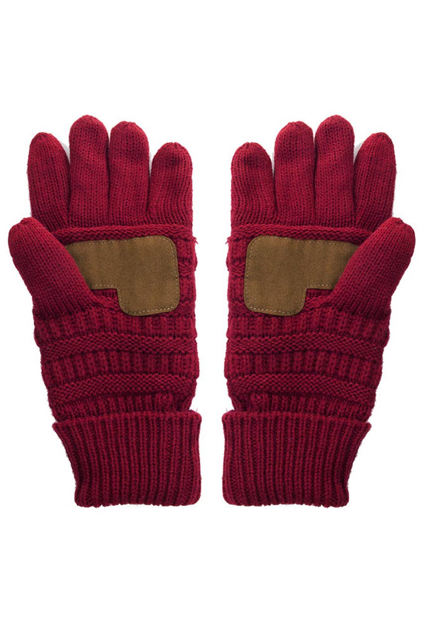 C.C Knitted Glove with Fleece Lining: Light Melange Gray