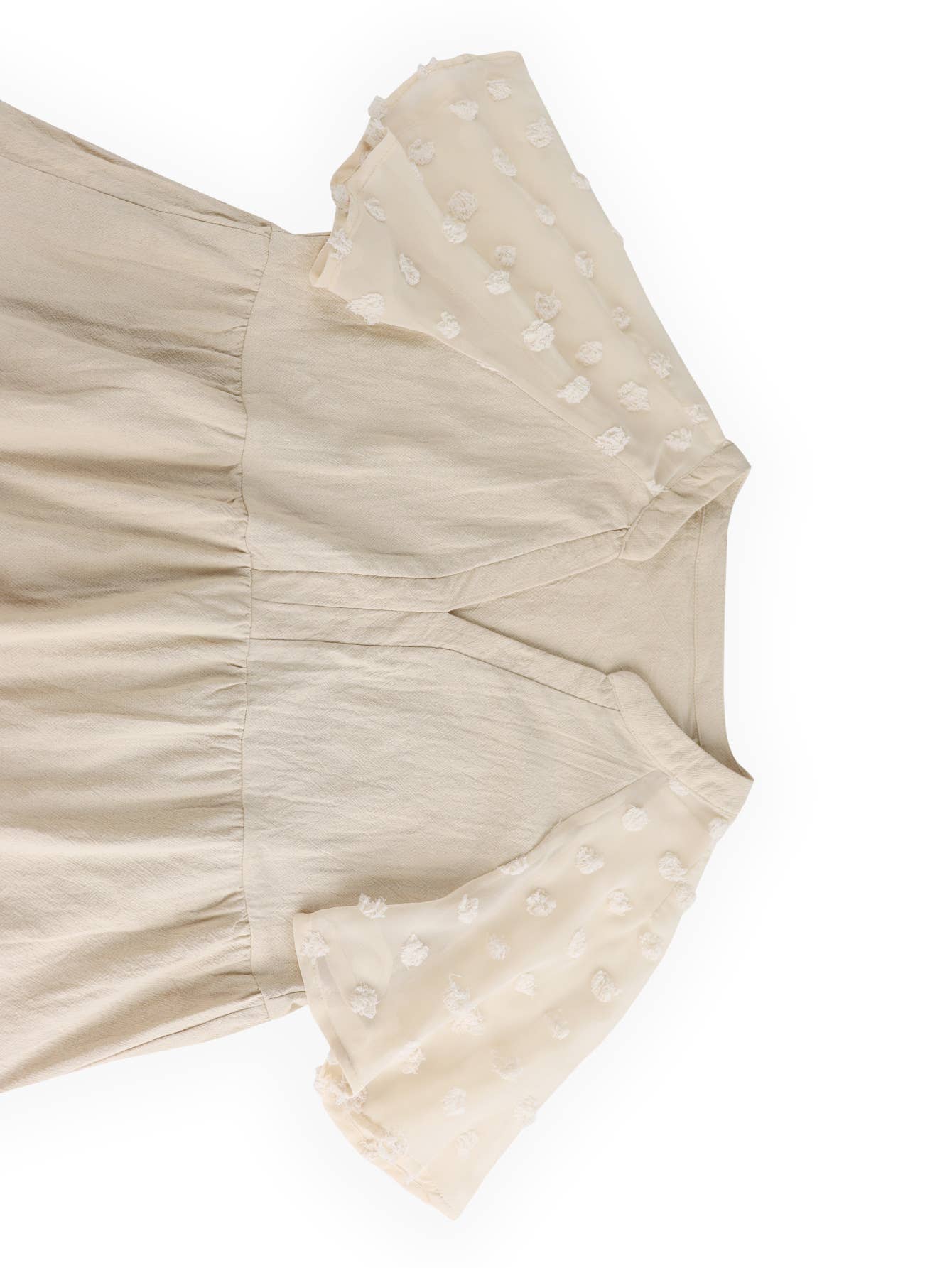 V-neck and a large hem loose and casual dress: APRICOT / (L) 1