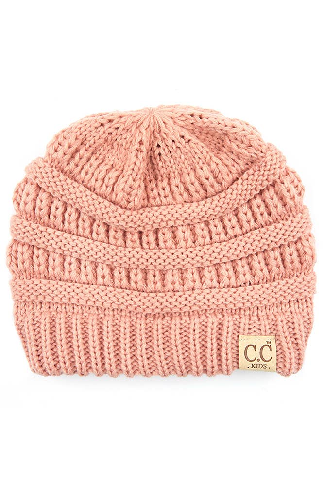 C.C Kids Solid Classic Knit Beanie: Coral