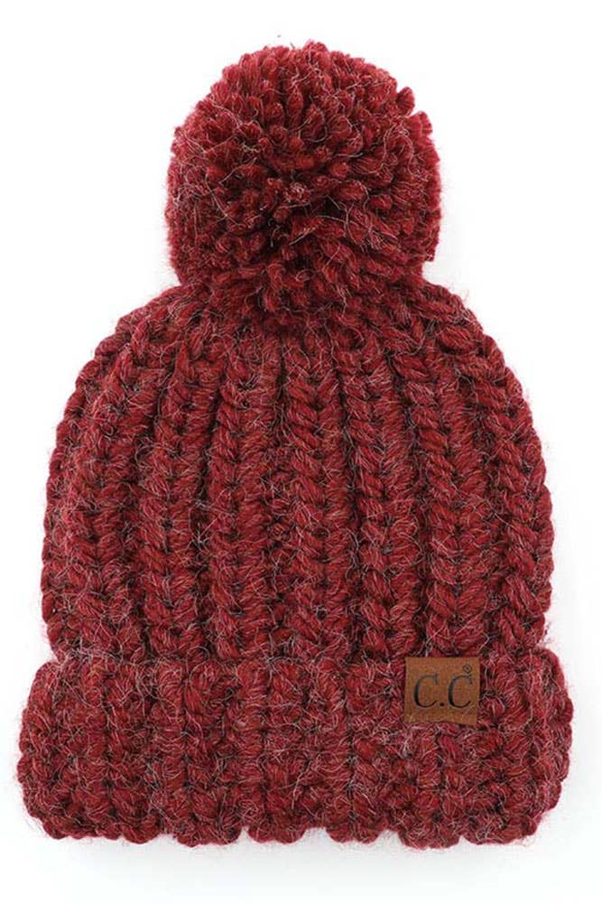 C.C Special Chunky Yarn Beanie Winter Hat: Grey