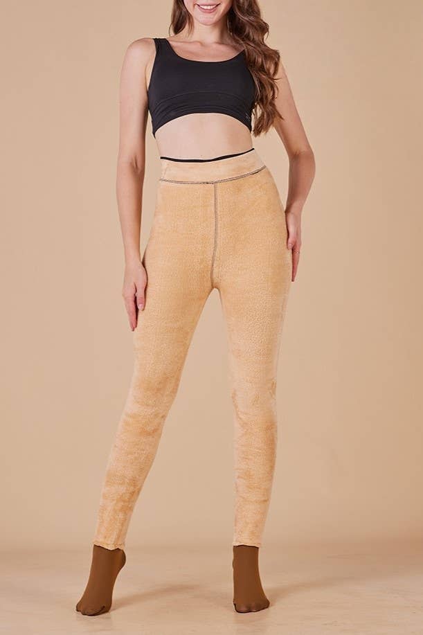 Fleece Lined Tights Women Sheer Warm Pantyhose Leggings: Nude / M
