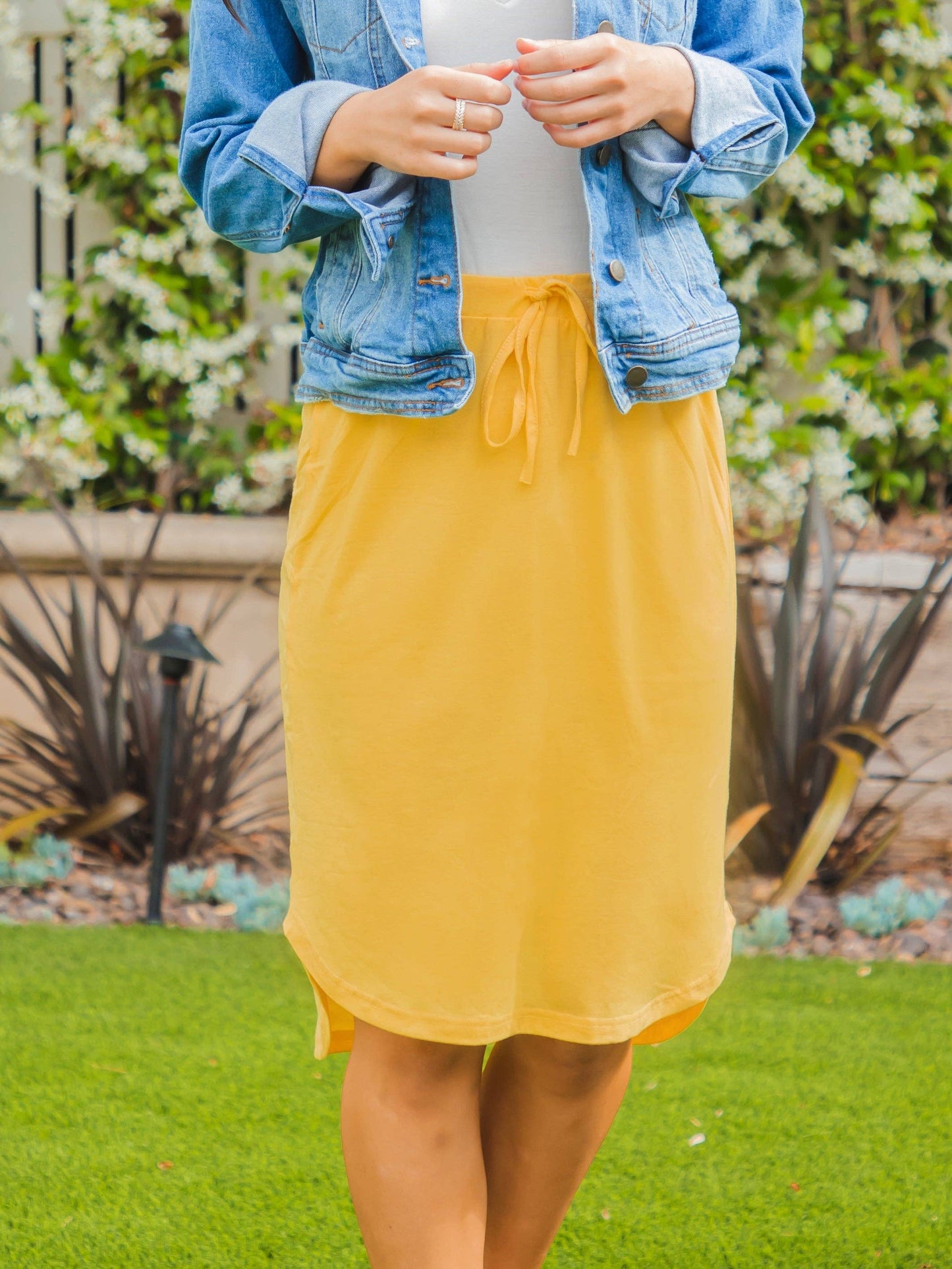 Spring Solid Weekend Skirt | S-3X: Mocha Brown / 1X