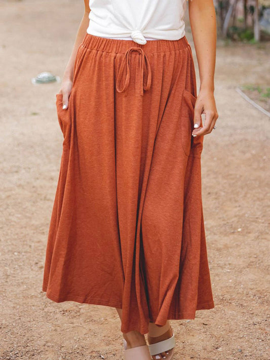 The Olive Pocket Skirt: Orange / Large