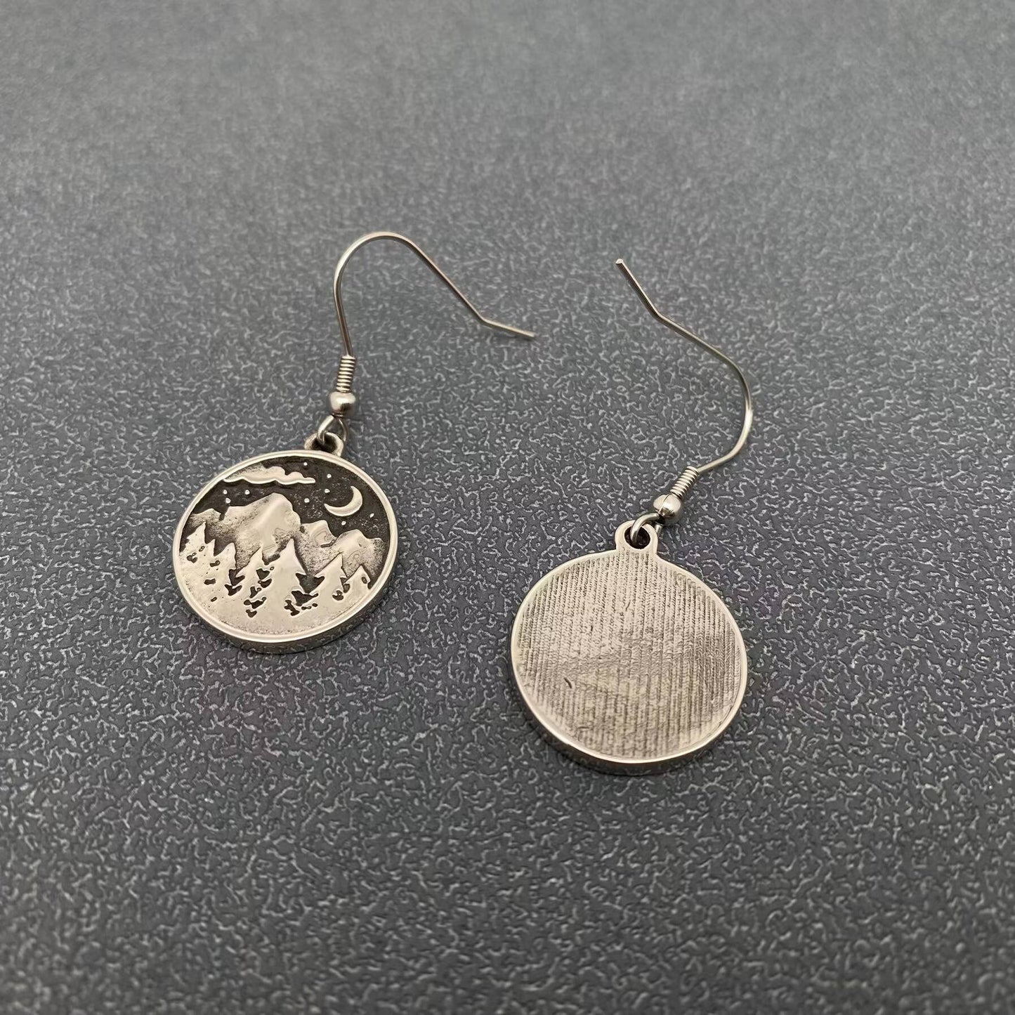 Forest Under Starry Sky Stainless Steel Dangle Earrings