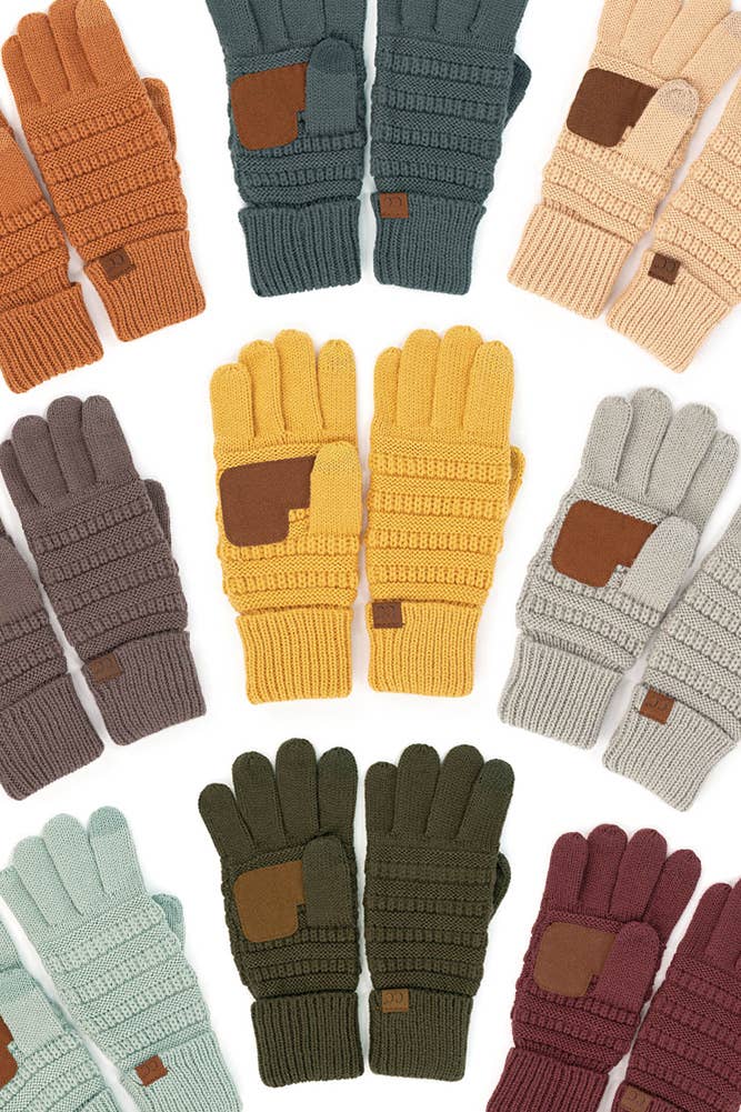 C.C Knitted Touch Screen Compatible Gloves: Beige