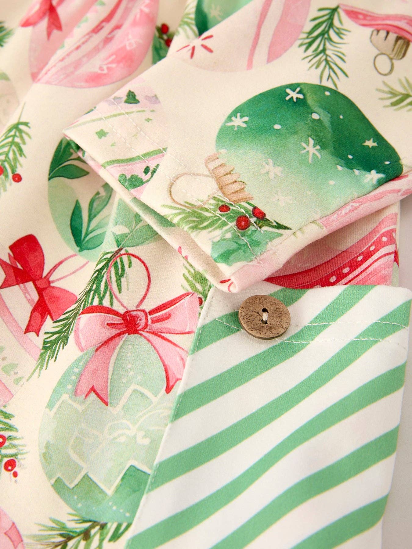 Winter Christmas Green Girls Pocket Dress: 3
