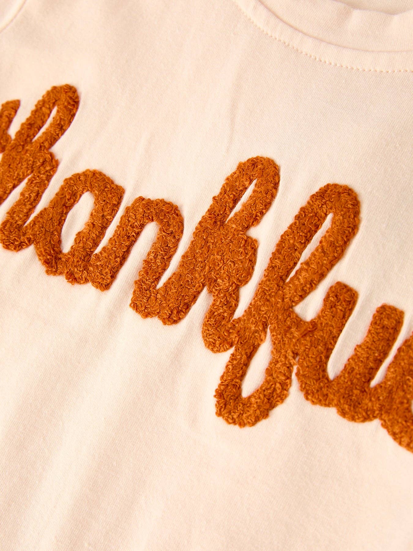 Fall Thanksgiving "thanksful" Chenille Patches Stripe Girls Long Sleeve Set: 6