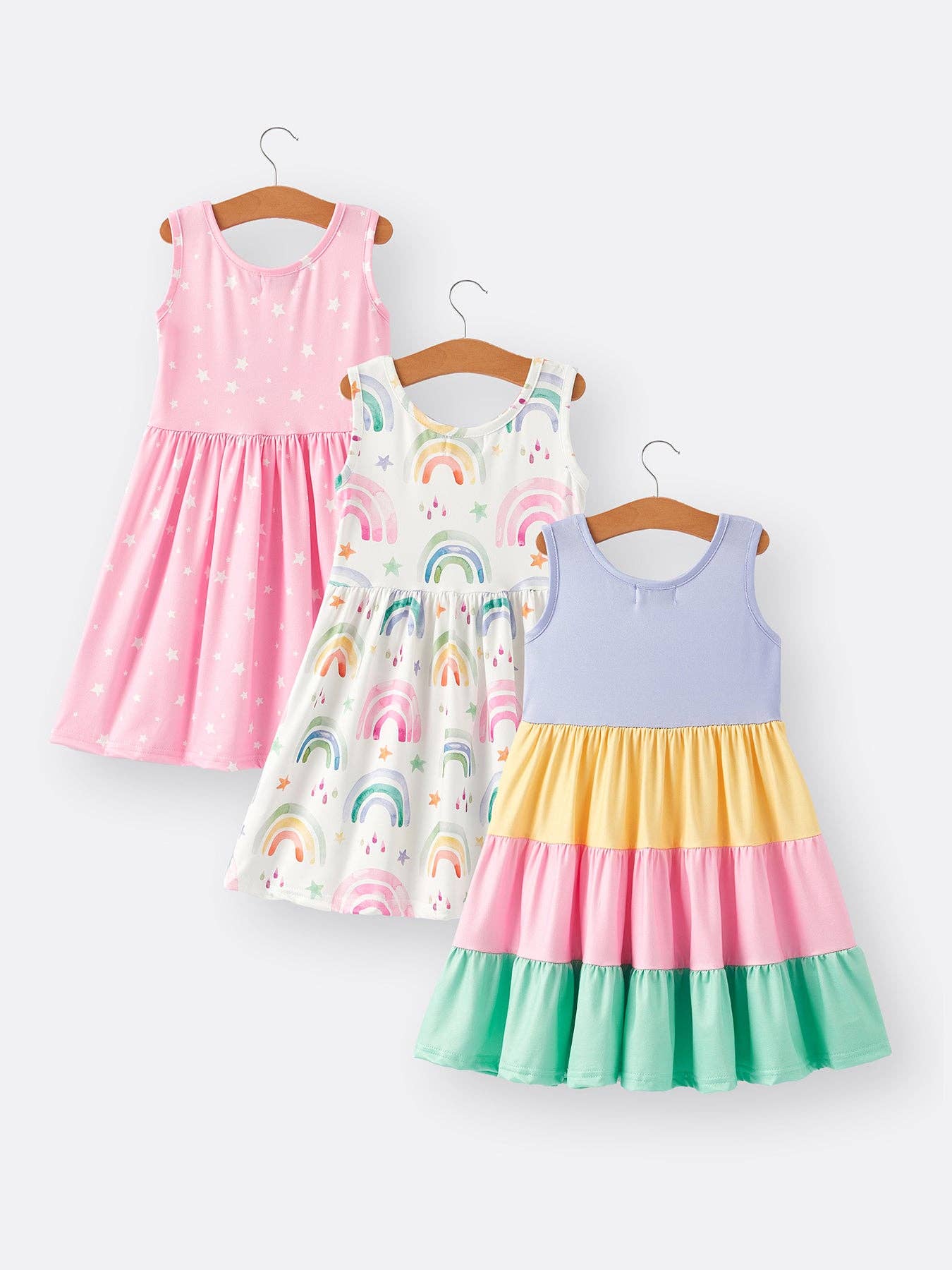Rainbow Star Colorful 3-Piece Dress Set: 7-8Y
