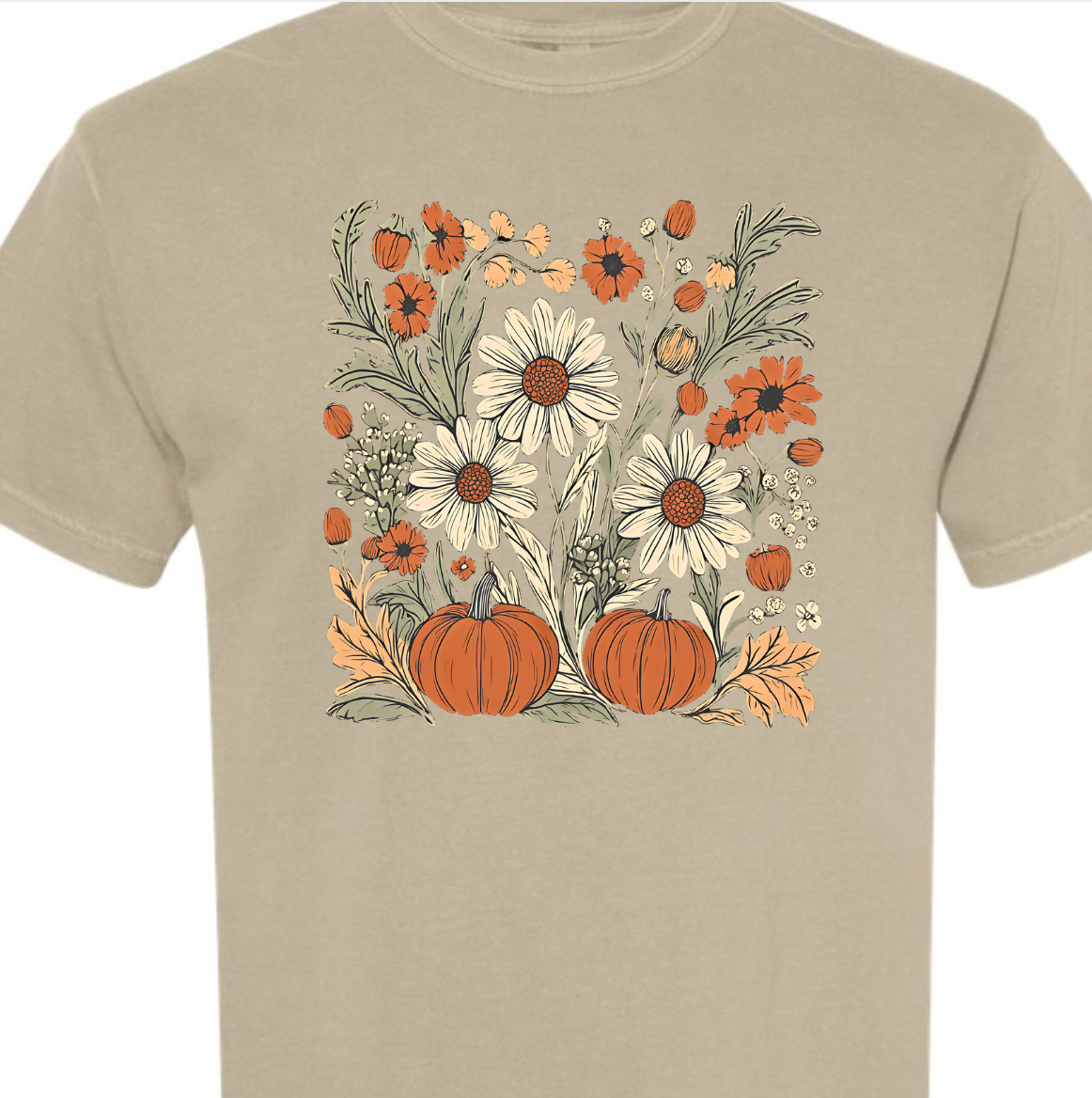 Boho Fall Floral Comfort Color Tee: Pepper / 3-XL