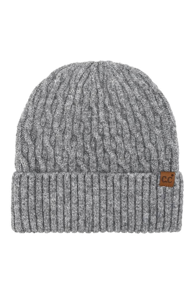 C.C Chain Link Cable Cuff Beanie: Sand