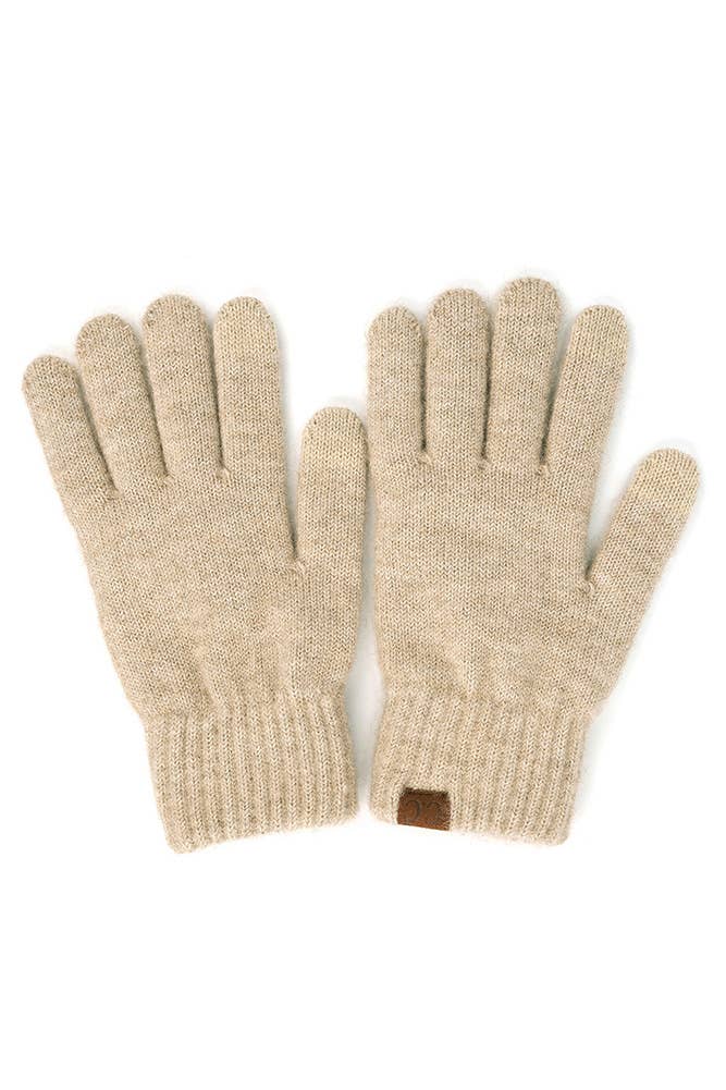 C.C Heather Knit Plain Gloves: Charcoal