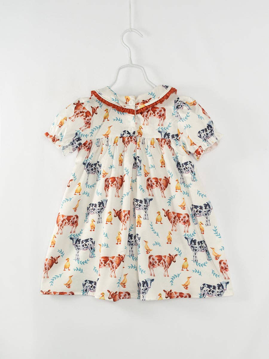 Cow Vintage Ruffle Girl Dress: 3Y