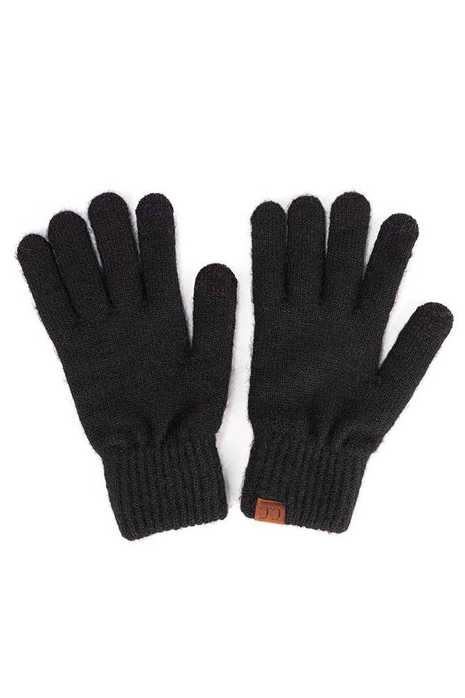 C.C Heather Knit Plain Gloves: Charcoal