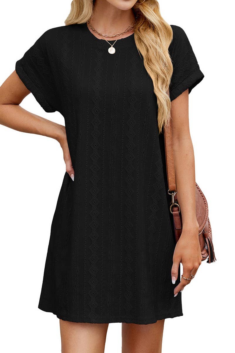 CWDSD8728_CREWNECK POCKET LOOSE FIT MIDI T-SHIRT DRESS: PINK / (S) 1