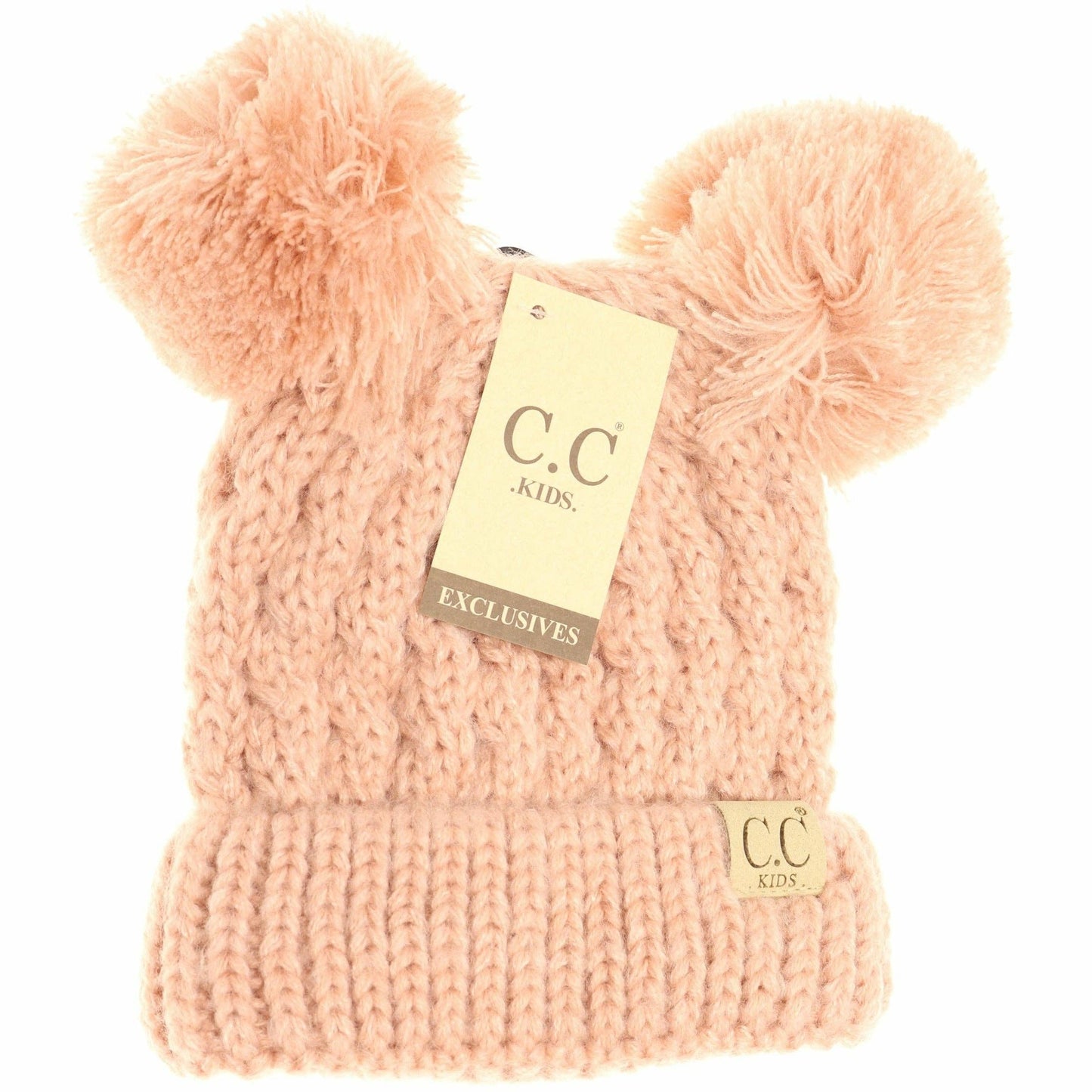 Kids Solid Double Pom CC Beanies KIDS24: Indie Pink