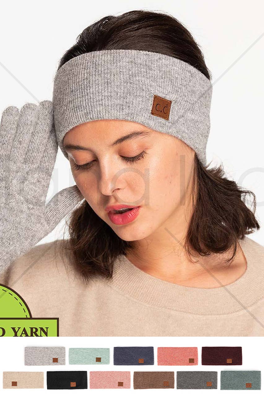 C.C Heather Knit Plain Head Wrap: StrawBerry