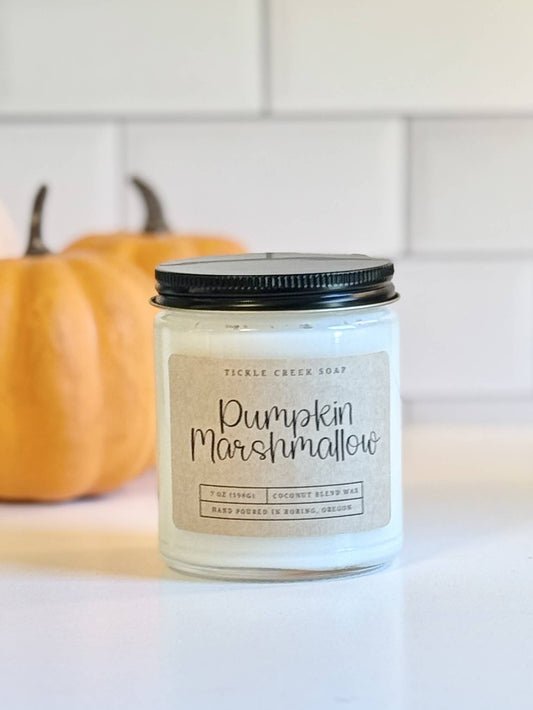 Pumpkin Marshmallow 7 oz. Clear Glass Jar Candle