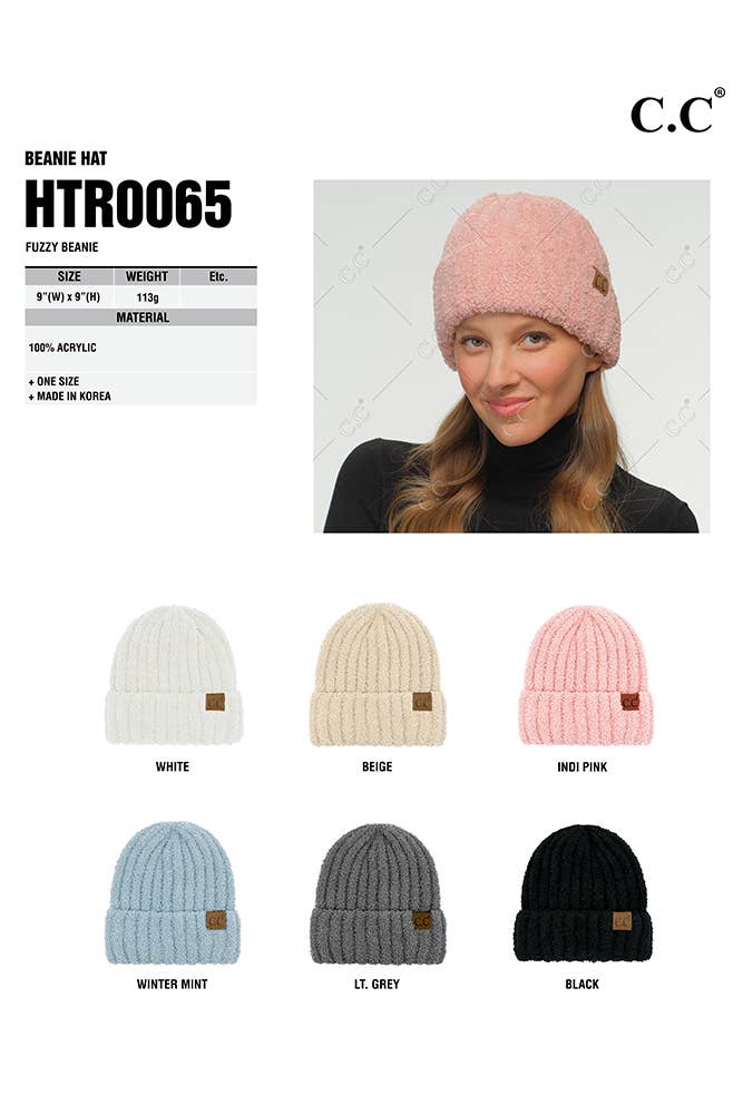 C.C Solid Color Fuzzy Beanie: Winter Mint