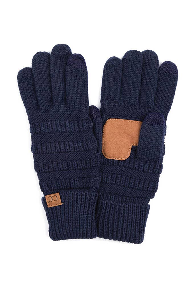 C.C Knitted Glove with Fleece Lining: New Olive