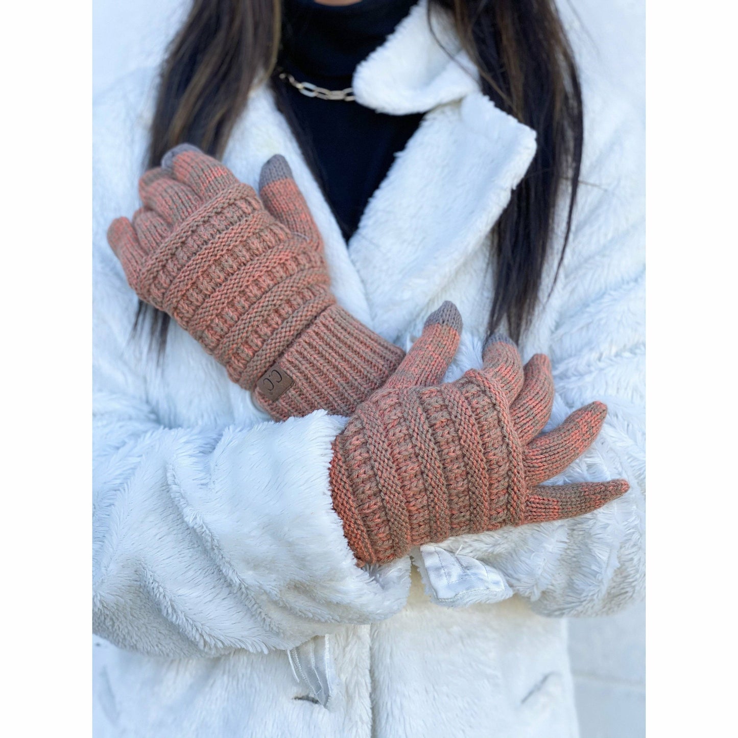 Two-Tone CC Gloves G800: Coral/Taupe 31