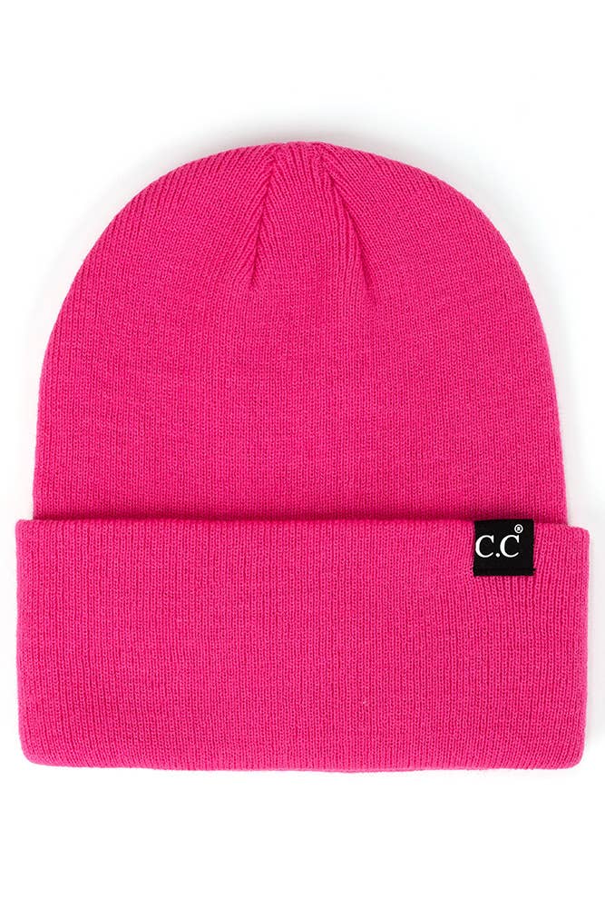 C.C Solid Cuff Beanie Hat: Navy
