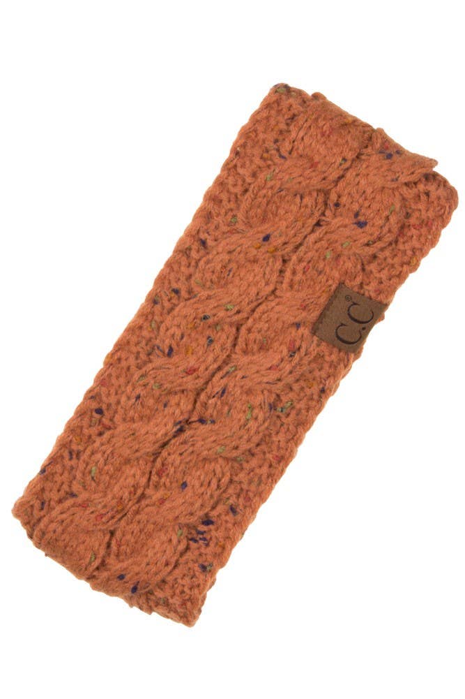 C.C Chunky Knit Confetti Sherpa Lined Headband: Oatmeal