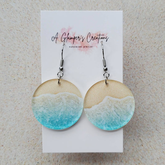 Beach / Ocean Summer Circle Acrylic Earrings