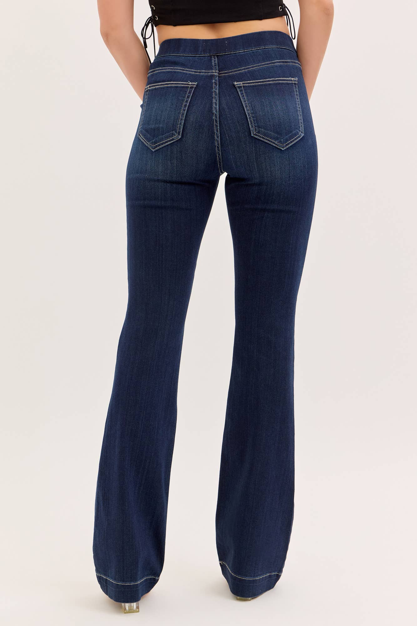 High Rise Dark Pull On Flare Jegging [AB37211DK]: M