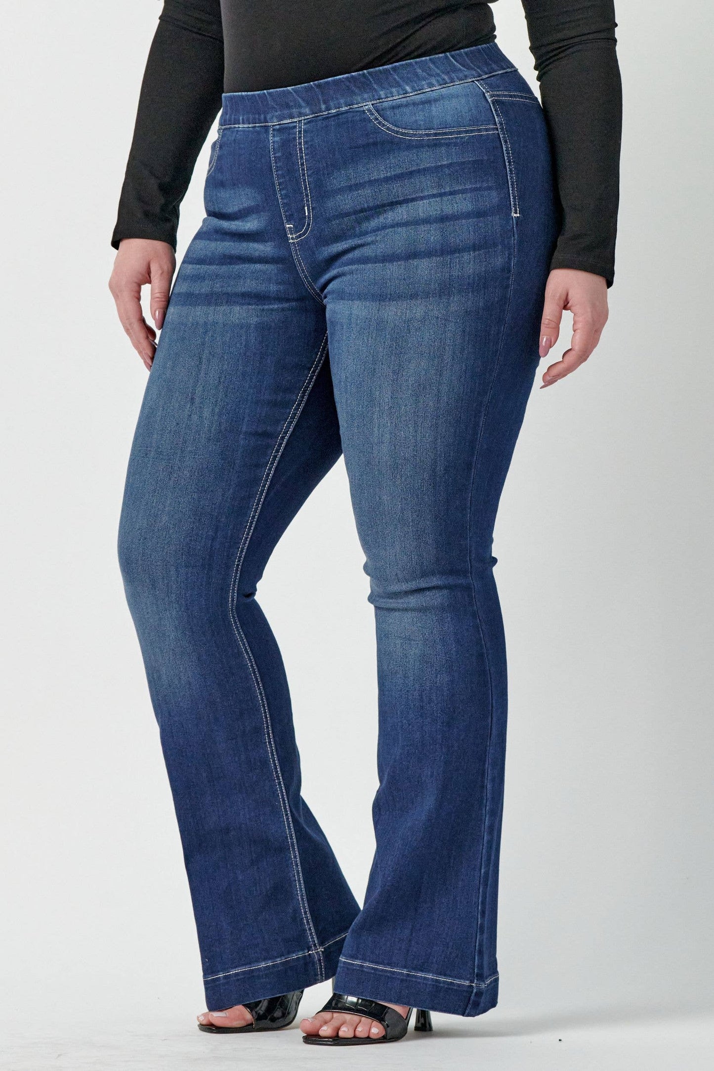 Plus Mid Rise Dark Flare Jegging [AB35324DKP]: 1X