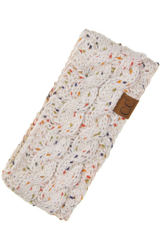 C.C Chunky Knit Confetti Sherpa Lined Headband: Oatmeal