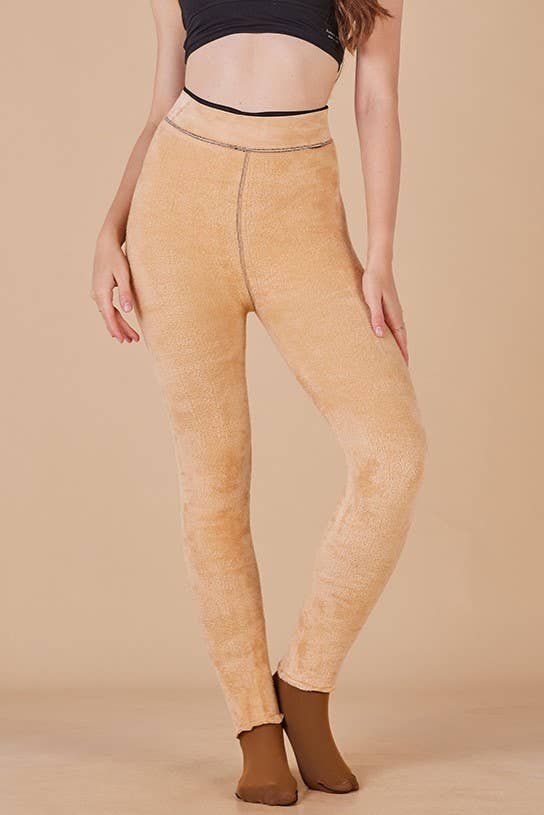 Fleece Lined Tights Women Sheer Warm Pantyhose Leggings: Brown / S