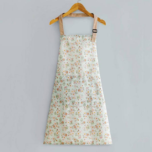 Floral Print Summer Thin Canvas Apron with pockets_CWMM2039: Green / (OS) 1