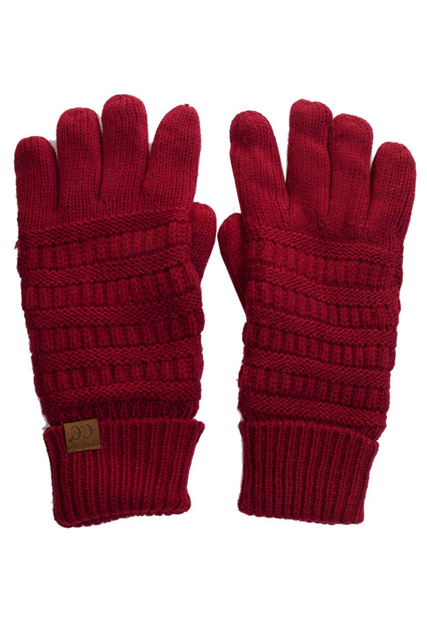 C.C Knitted Glove with Fleece Lining: Violet