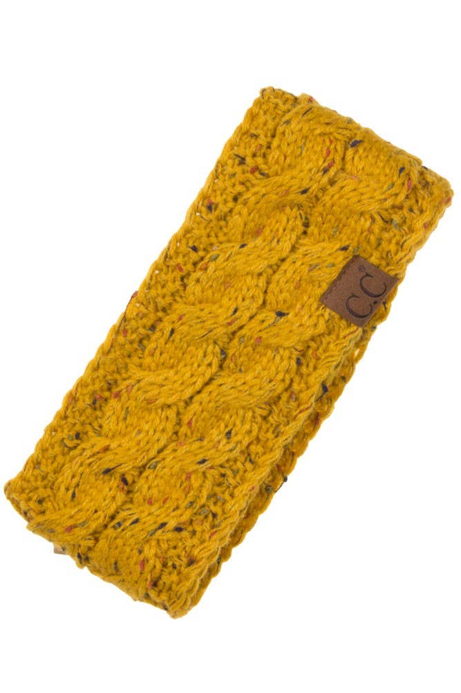 C.C Chunky Knit Confetti Sherpa Lined Headband: Dark Gray