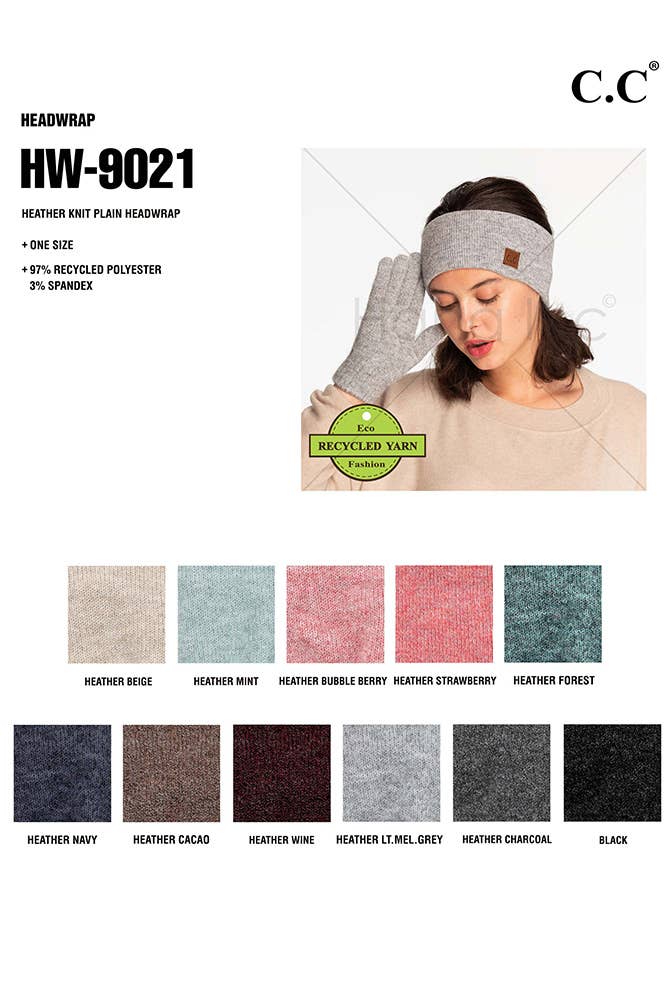C.C Heather Knit Plain Head Wrap: StrawBerry
